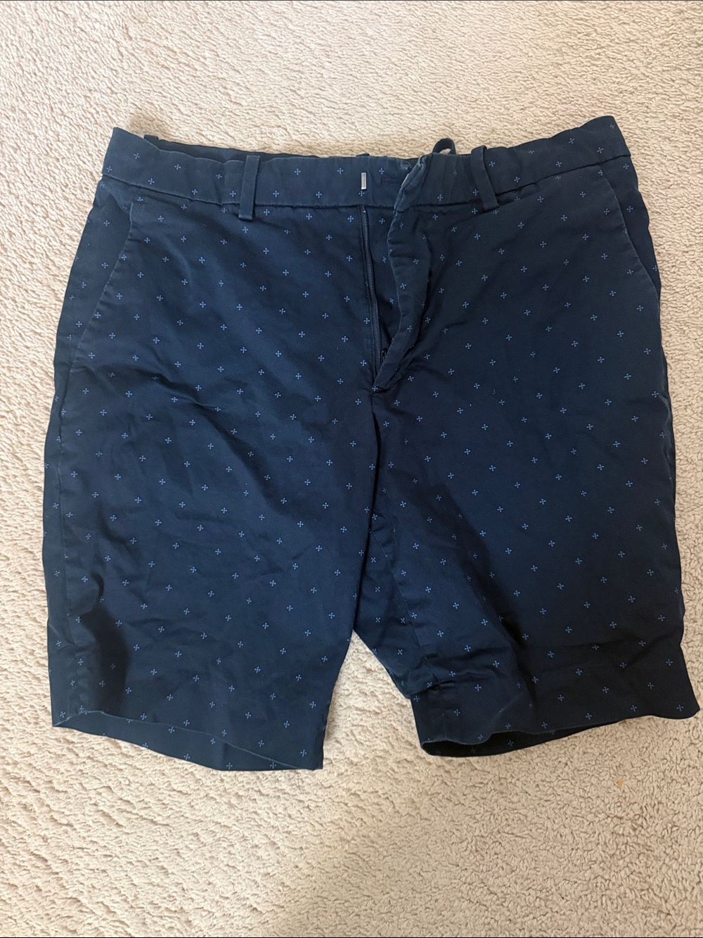 Uniqlo Navy Microprint Flat Front Shorts